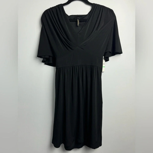 Laundry by Shelli Segal short sleeve black midi dress size 8 - Picture 1 of 8